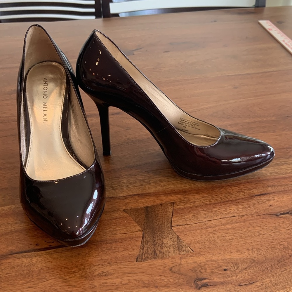 Antonio Melani Brown Patent Leather Heels, SZ 7.5